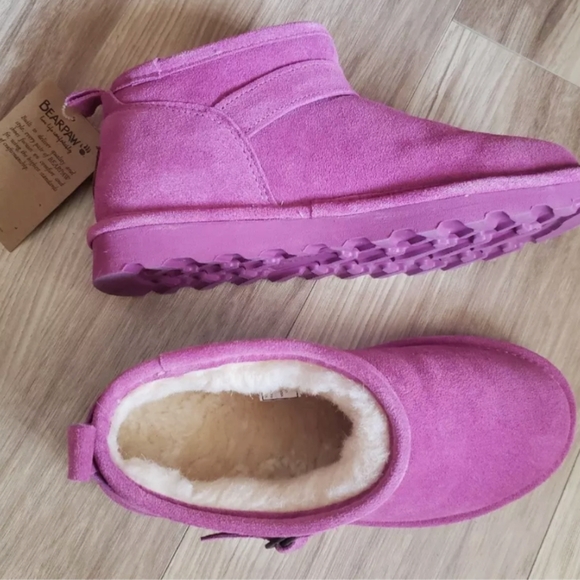 New BEARPAW® Suede Micro Boot with NeverWet® Orchid Pink 8M 9M - Picture 4 of 6